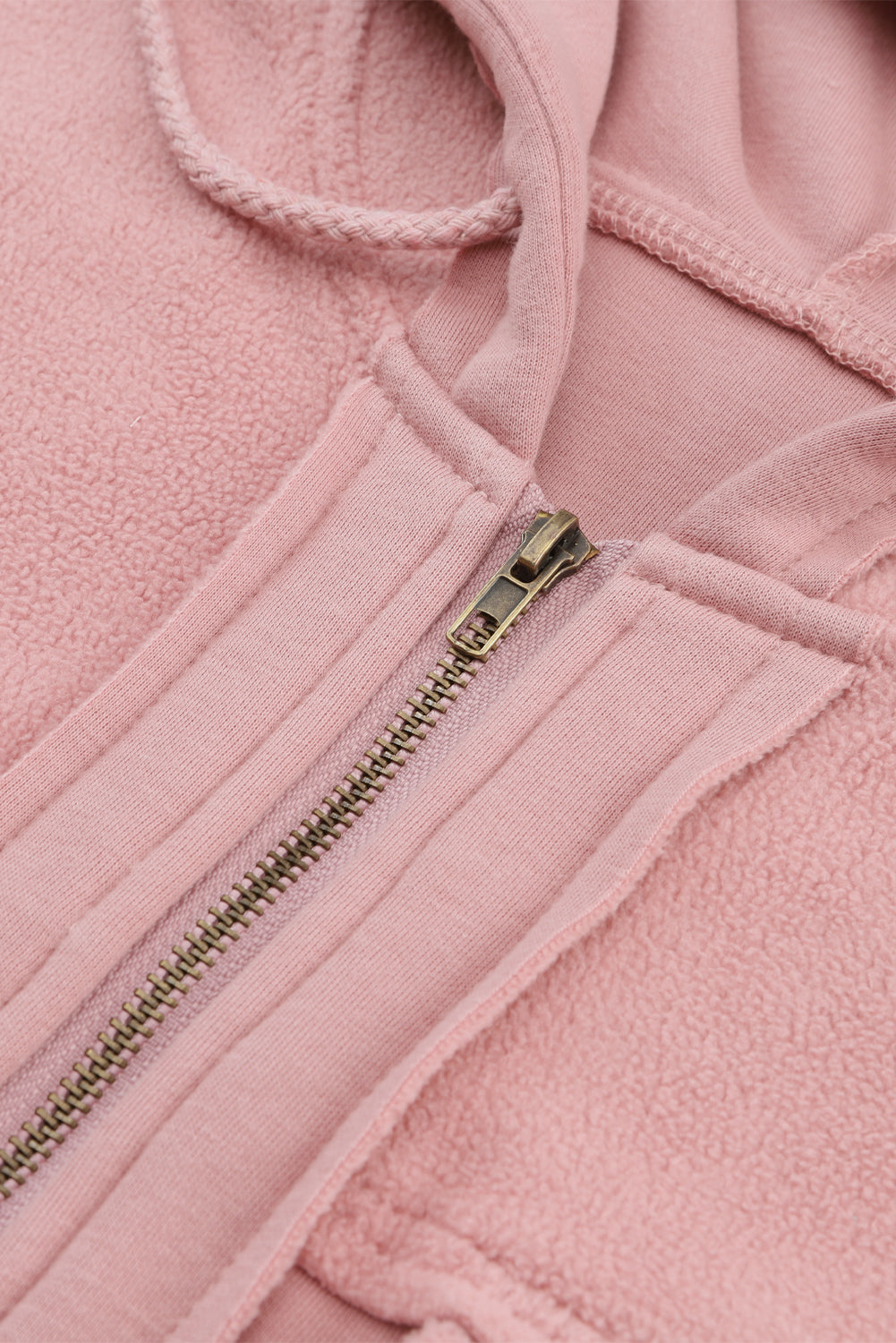 Pink Flap Pocket Drawstring Hood Zip Up Jacket - Premium Outerwear from Momma Done Gone Crafty- Just $58.99! Shop now at Momma Done Gone Crafty