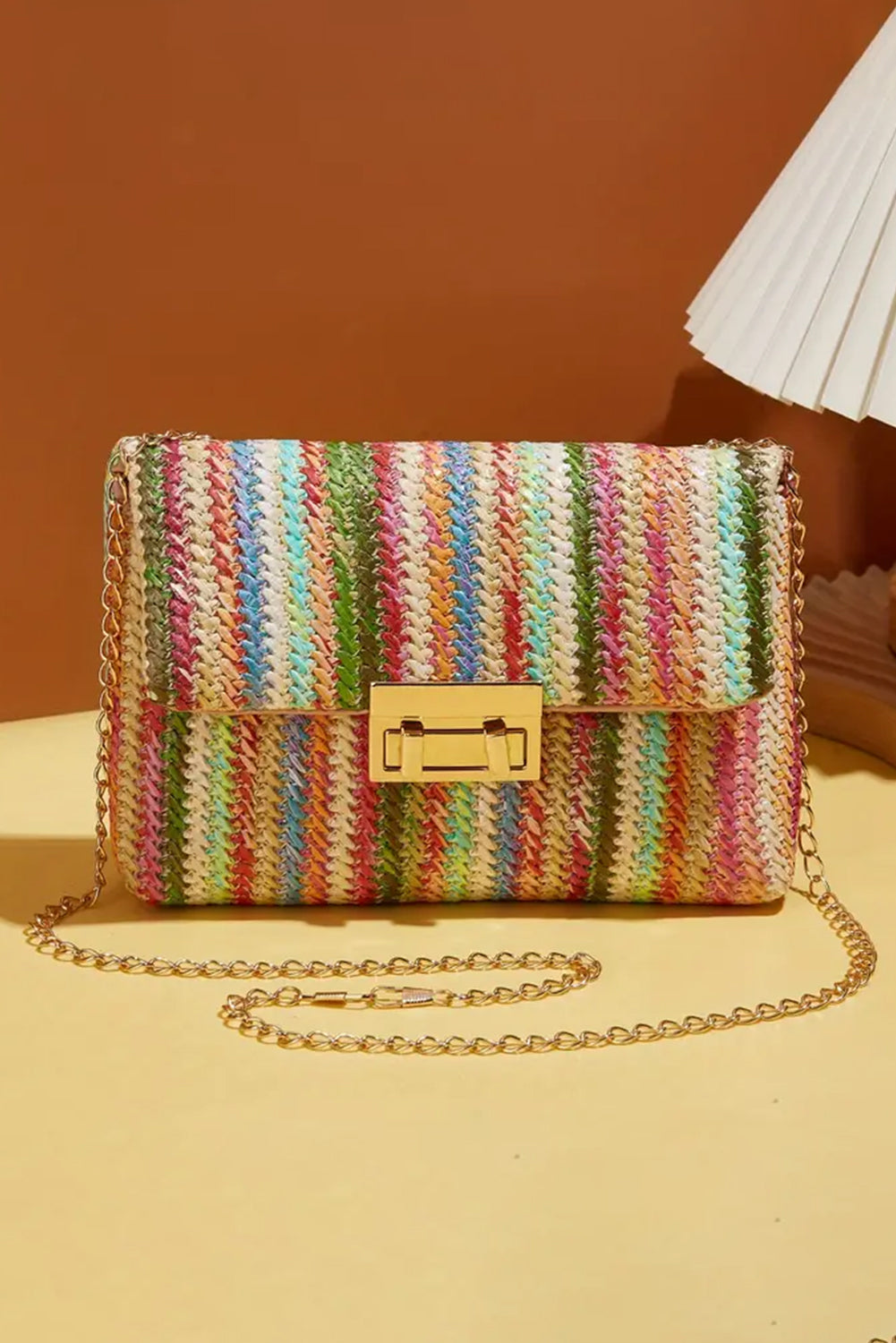 Strawberry Pink Bohemian Woven Gold Chain Shoulder Bag - Premium Shoes & Bags/Shoulder Bags from Ashes 2 Wildflowers Boutique, LLC- Just $14.94! Shop now at Ashes 2 Wildflowers Boutique, LLC