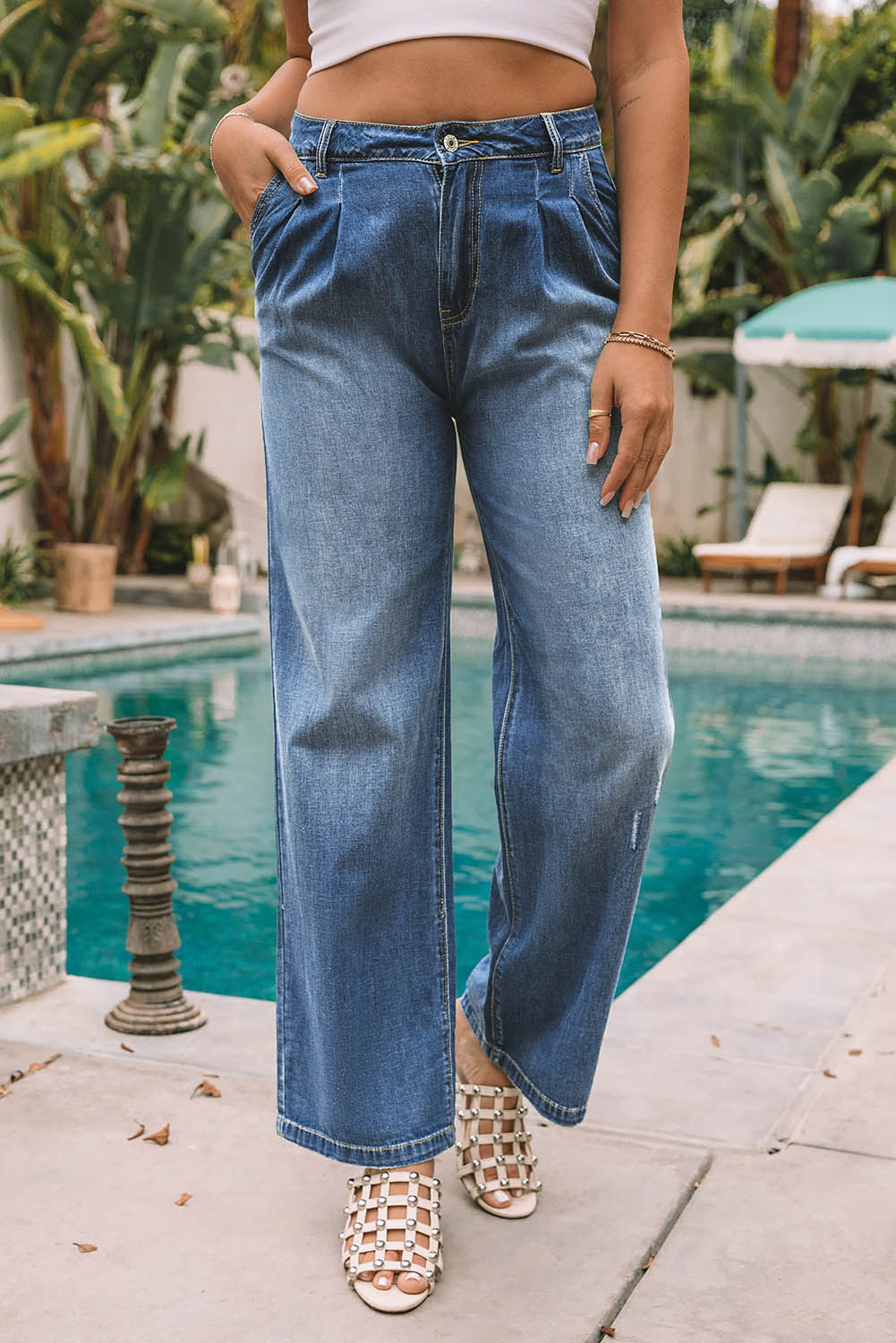 Blue Slouchy Wide Leg Jeans - Premium Bottoms/Jeans from Ashes 2 Wildflowers Boutique, LLC- Just $41.40! Shop now at Ashes 2 Wildflowers Boutique, LLC