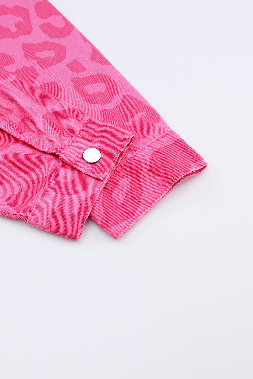 Pink Leopard Print Button Cuffs Raw Hem Jacket - Premium Outerwear from Momma Done Gone Crafty- Just $55.80! Shop now at Momma Done Gone Crafty