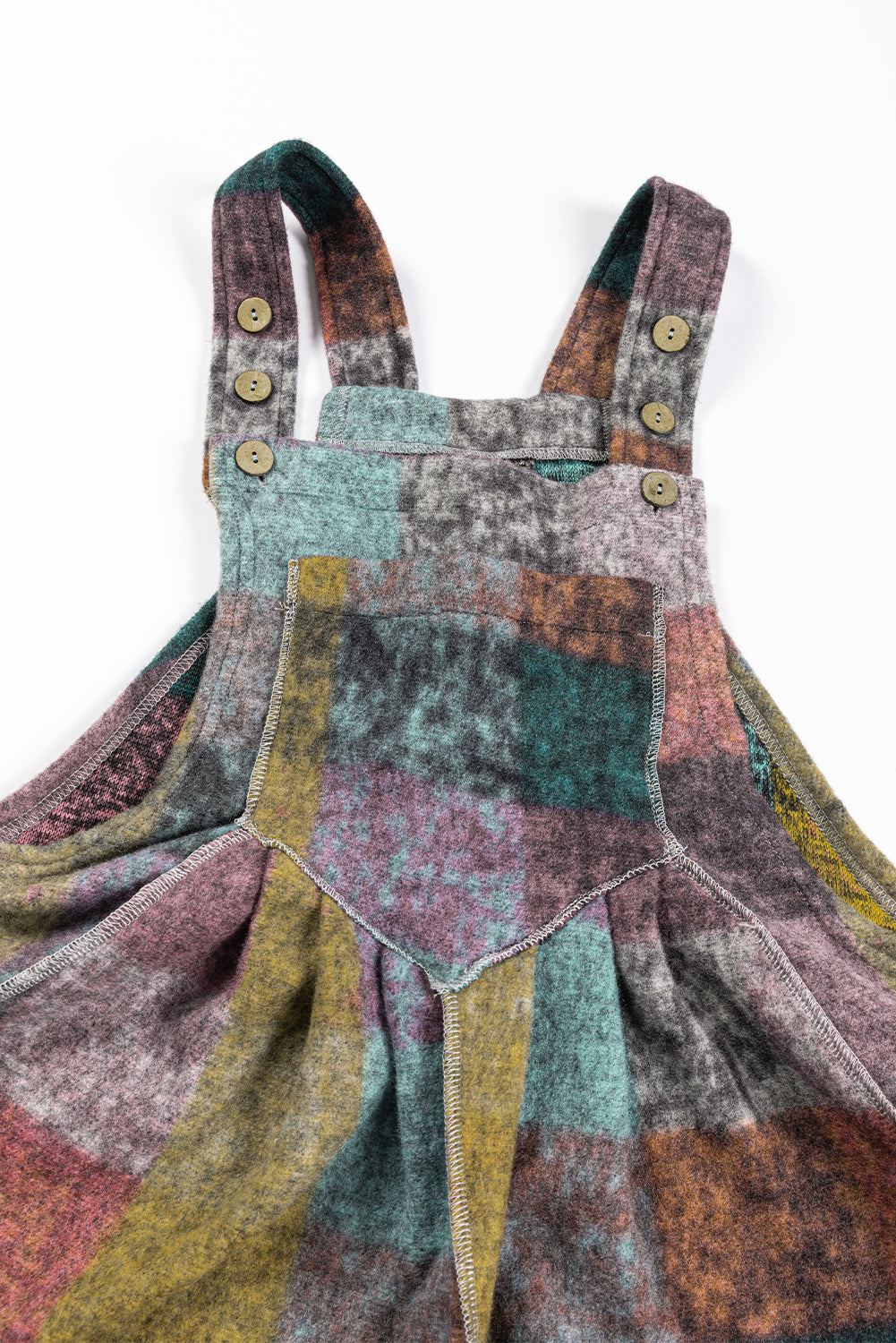 Multicolour Brushed Checkered Wide Leg Overalls - Premium Bottoms/Jumpsuits & Rompers from Momma Done Gone Crafty- Just $32.16! Shop now at Momma Done Gone Crafty