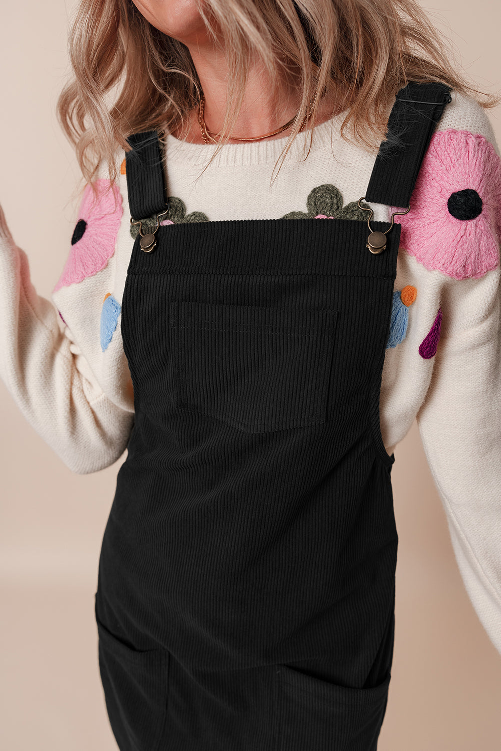 Black Solid Front Pockets Sleeveless Corduroy Overall Dress - Premium Dresses/Mini Dresses from Momma Done Gone Crafty- Just $20.85! Shop now at Momma Done Gone Crafty
