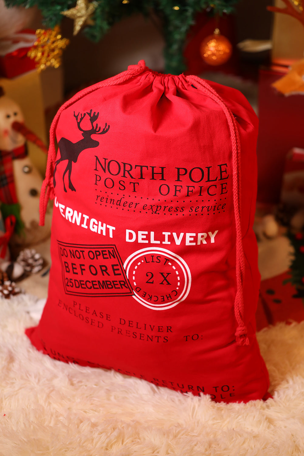Fiery Red Christmas Drawstring Large Gift Bag - Premium Accessories from Momma Done Gone Crafty- Just $13.68! Shop now at Momma Done Gone Crafty