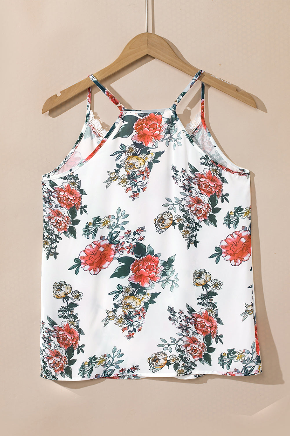White Floral Print Lace V Neck Tank Top - Premium Tops/Tank Tops from Ashes 2 Wildflowers Boutique, LLC- Just $25.21! Shop now at Ashes 2 Wildflowers Boutique, LLC