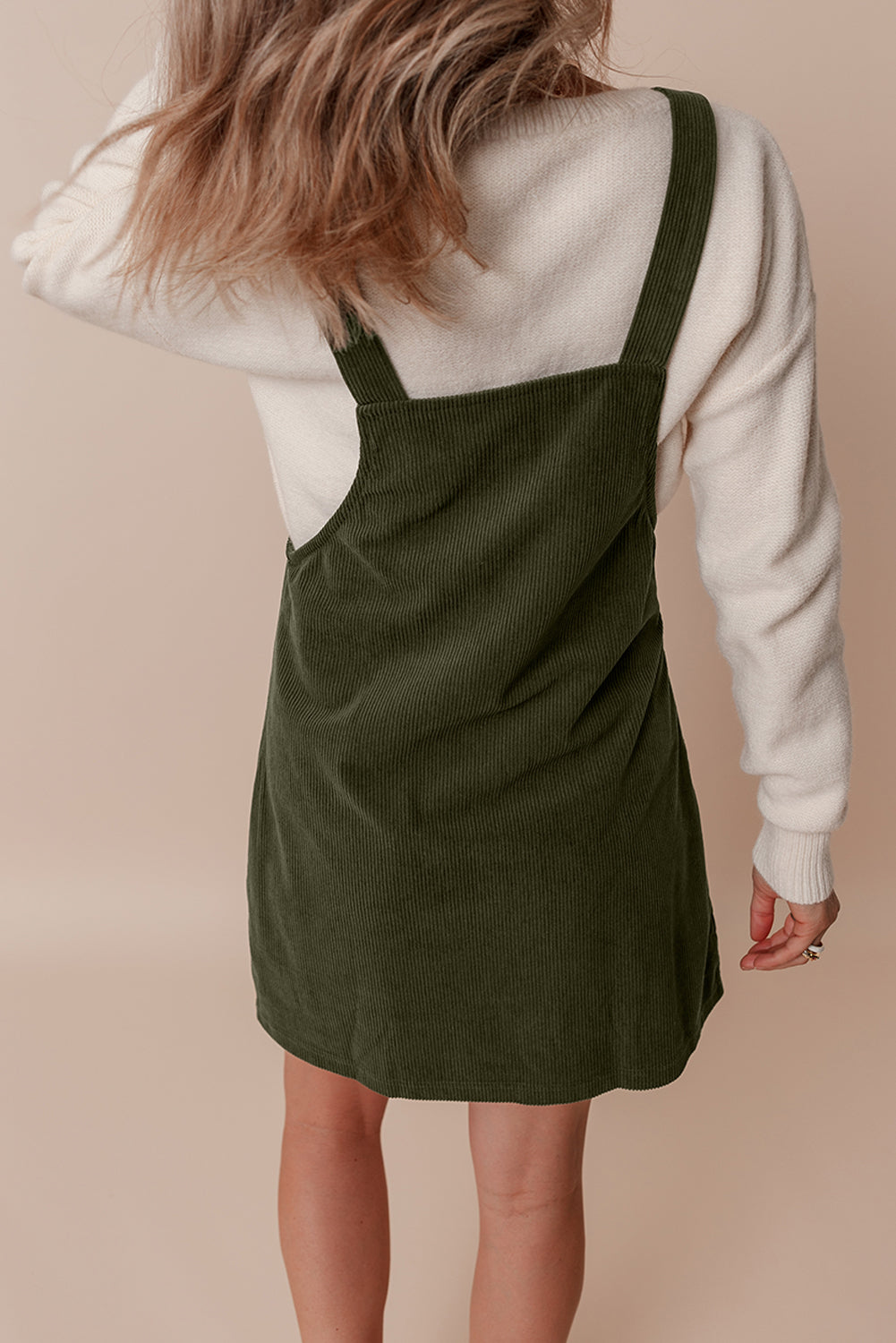 Vineyard Green Solid Front Pockets Sleeveless Corduroy Overall Dress - Premium Dresses/Mini Dresses from Ashes 2 Wildflowers Boutique, LLC- Just $20.43! Shop now at Ashes 2 Wildflowers Boutique, LLC