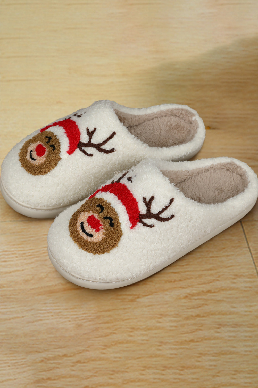 White Christmas Deer Home Indoor Plush Slippers - Premium Shoes & Bags from Momma Done Gone Crafty- Just $22.99! Shop now at Momma Done Gone Crafty