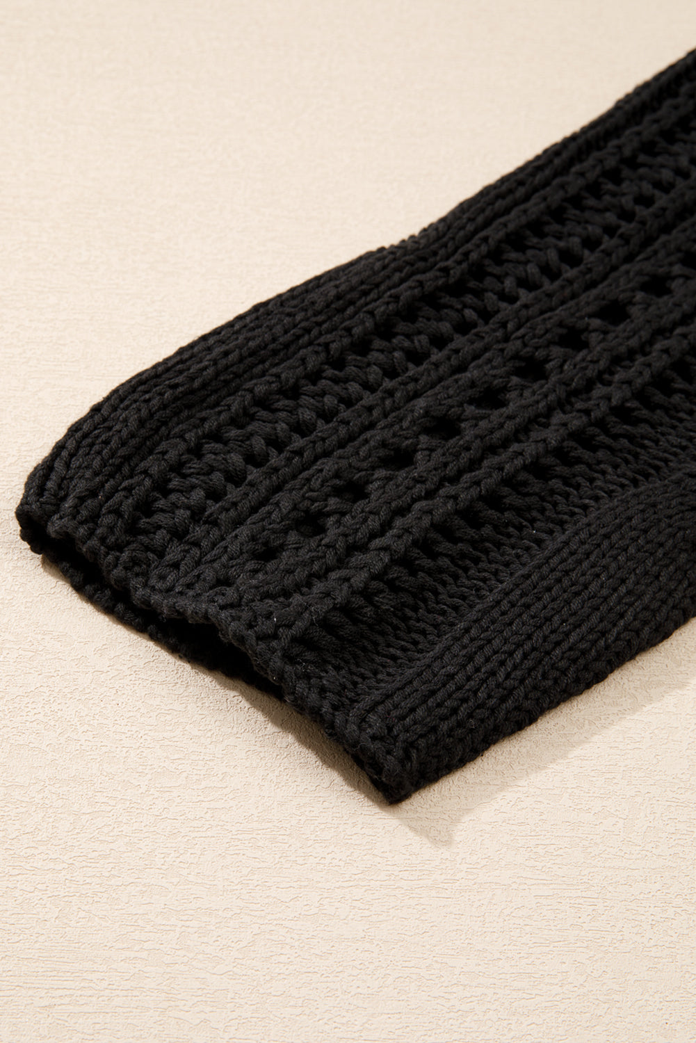 Black Hollow-out Cable Knit Cropped Sweater - Premium Sweaters & Cardigans/Sweaters from Momma Done Gone Crafty- Just $35.85! Shop now at Momma Done Gone Crafty