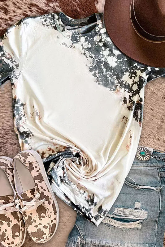 Gray Western Fashion Dyed Bleached T Shirt - Premium Tops from Momma Done Gone Crafty- Just $40.20! Shop now at Momma Done Gone Crafty