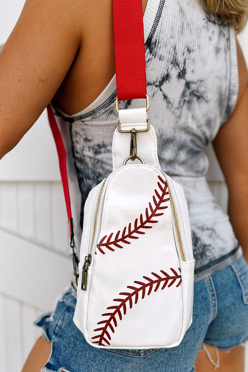Racing Red Balls Pattern PU Leather Zipped Sling Bag - Premium Shoes & Bags/Crossbody Bags from Momma Done Gone Crafty- Just $49.99! Shop now at Momma Done Gone Crafty