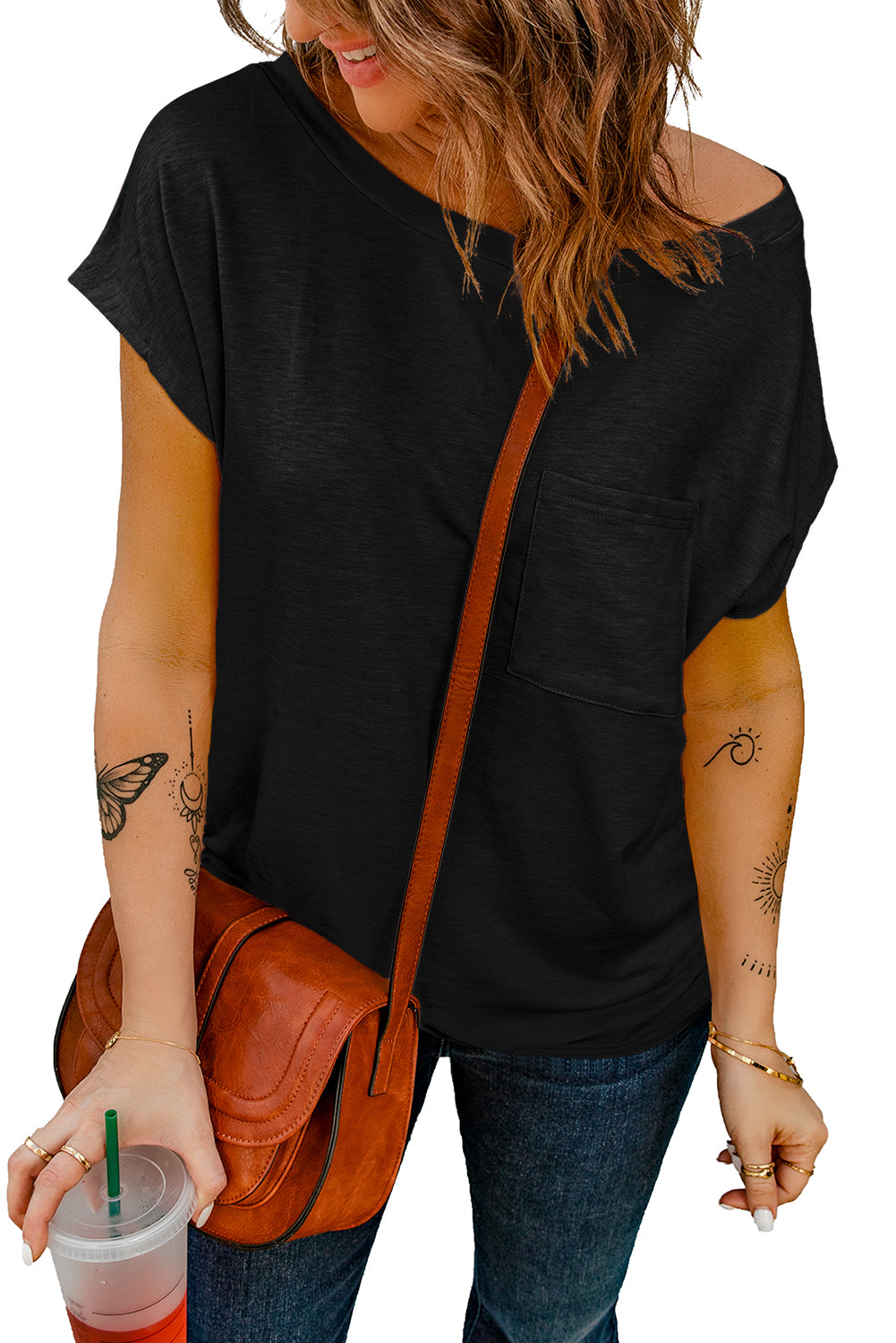 Black Pocketed Tee with Side Slits - Premium Tops from Momma Done Gone Crafty- Just $61.20! Shop now at Momma Done Gone Crafty