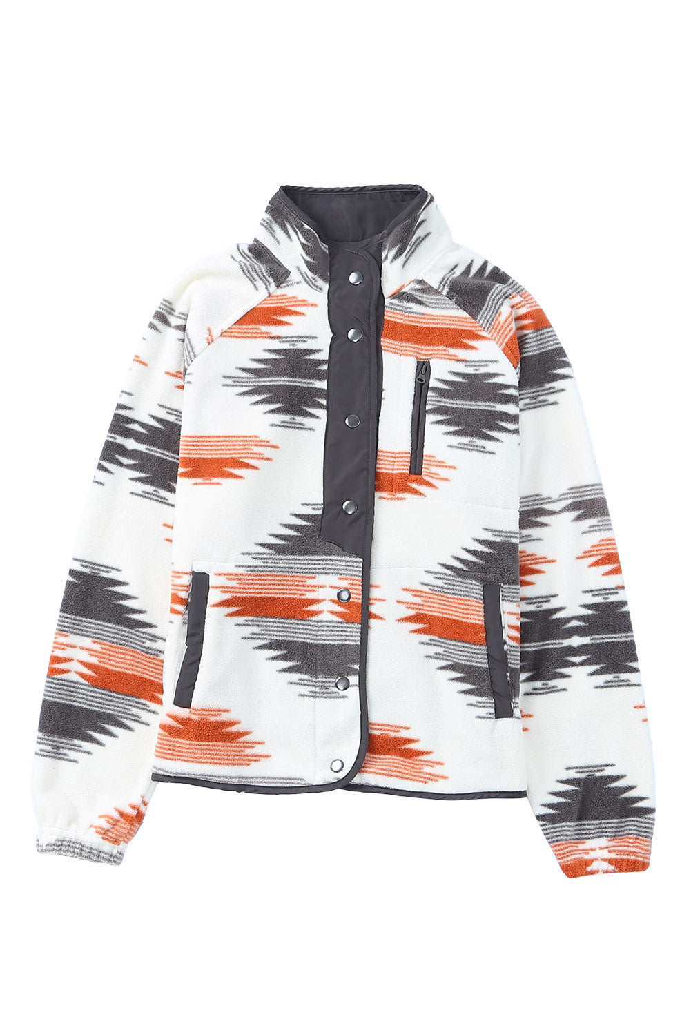 Gray Western Aztec Snap Buttoned Fleece Jacket - Premium Outerwear from Momma Done Gone Crafty- Just $47.70! Shop now at Momma Done Gone Crafty