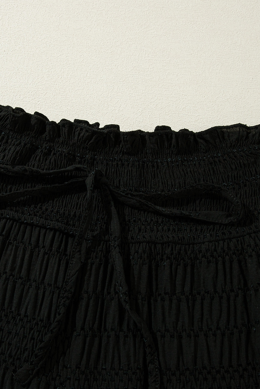 Black Textured Wide Smocked Waist Loose Pants - Premium Bottoms/Pants & Culotte from Momma Done Gone Crafty- Just $24! Shop now at Momma Done Gone Crafty