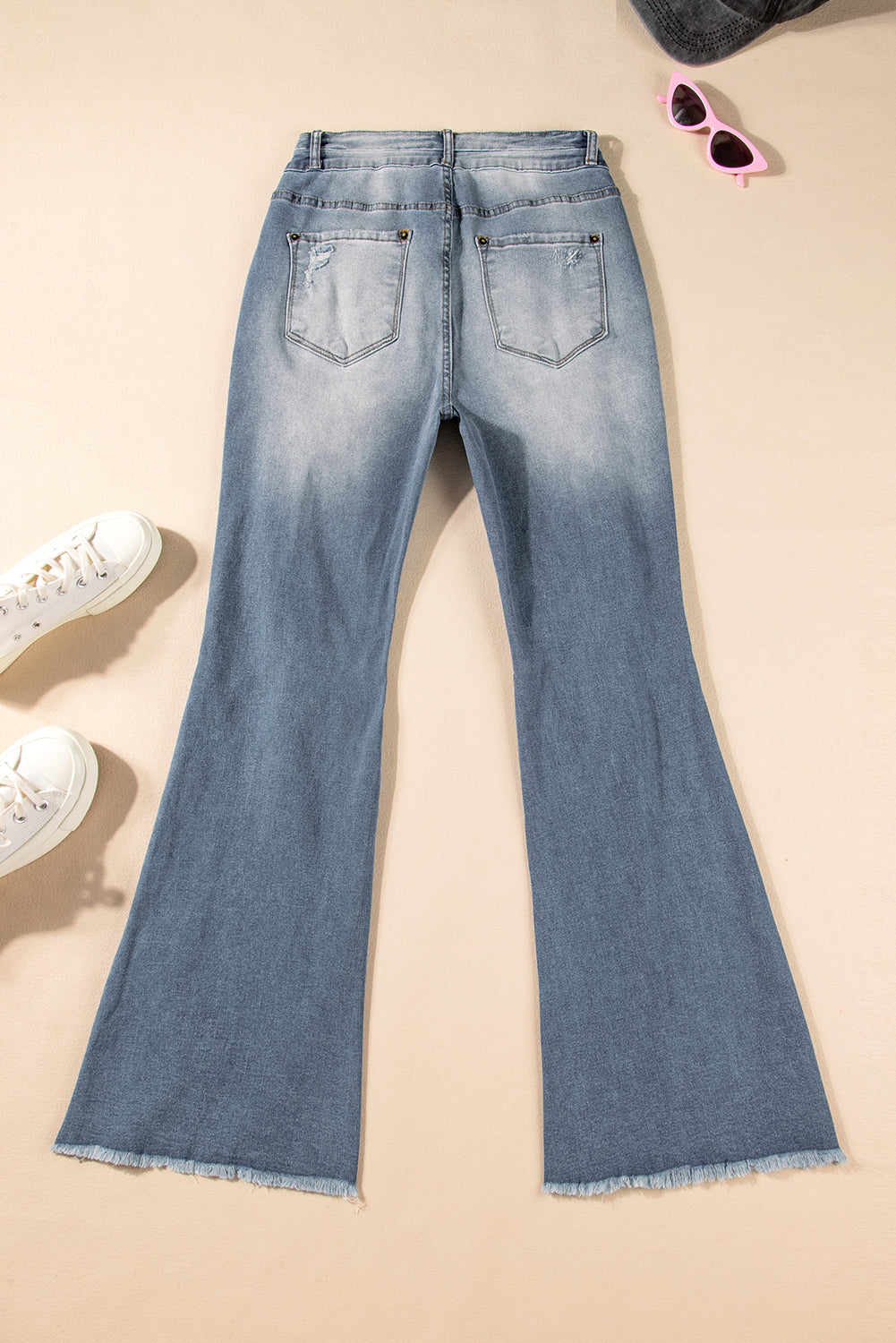 Dusk Blue Vintage Light Wash Ripped Raw Edge Flare Jeans - Premium Bottoms/Jeans from Ashes 2 Wildflowers Boutique, LLC- Just $39.54! Shop now at Ashes 2 Wildflowers Boutique, LLC