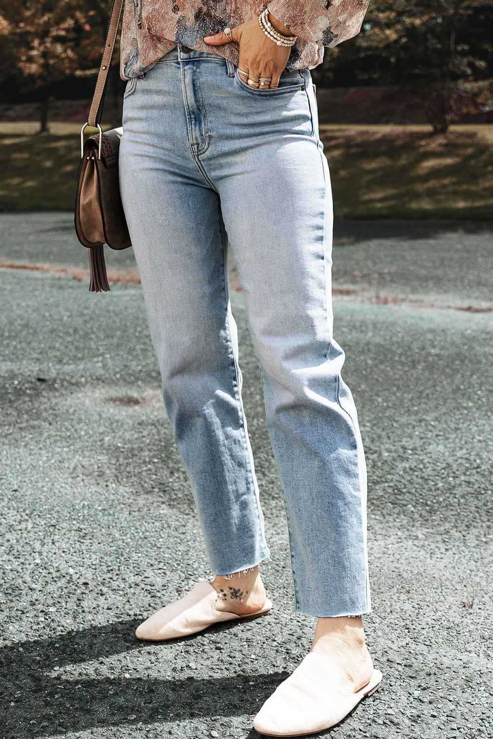 Light Blue Acid Wash Raw Edge Straight Jeans - Premium Bottoms/Jeans from Ashes 2 Wildflowers Boutique, LLC- Just $35.64! Shop now at Ashes 2 Wildflowers Boutique, LLC