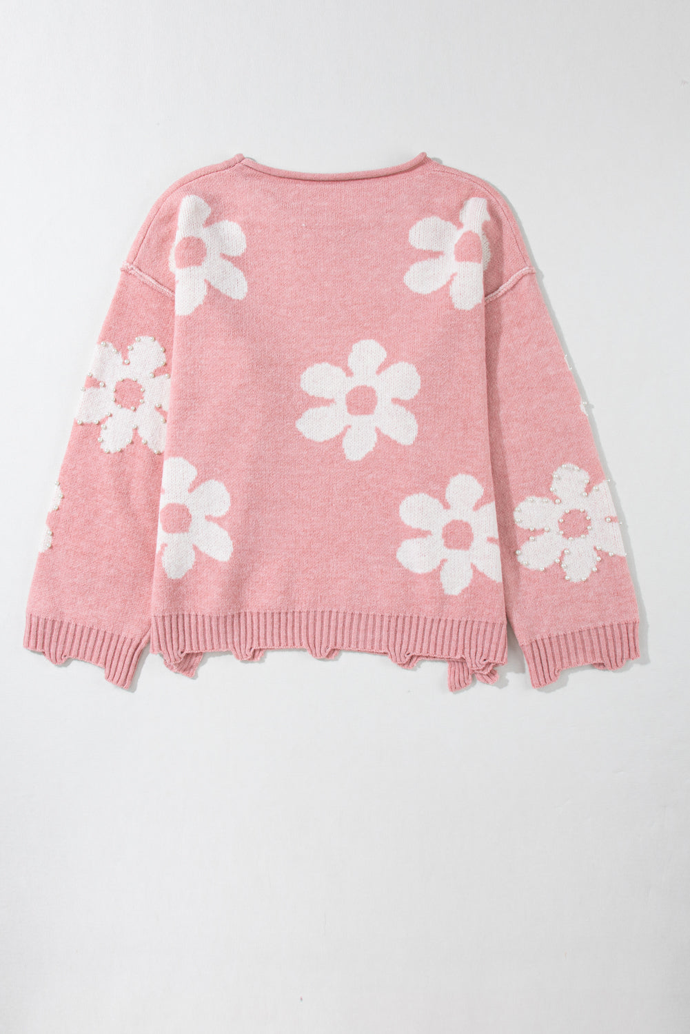 Multicolour Pearl Beaded Floral Drop Shoulder Sweater - Premium Tops from Momma Done Gone Crafty- Just $48.99! Shop now at Momma Done Gone Crafty