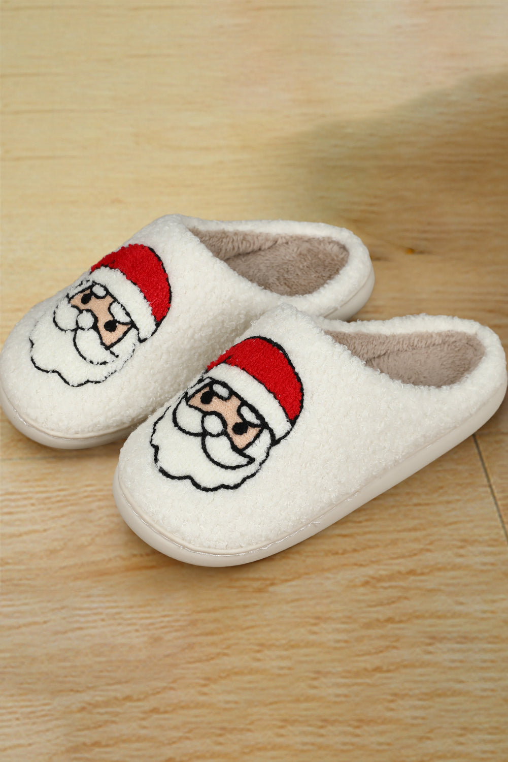 White Christmas Santa Clause Graphic Plush Slippers - Premium Shoes & Bags from Momma Done Gone Crafty- Just $21.99! Shop now at Momma Done Gone Crafty