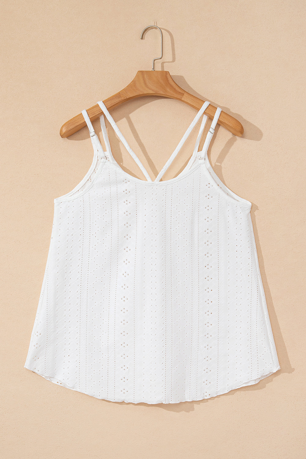 White Eyelet Strappy Scoop-Neck Tank Top - Premium Tops from Momma Done Gone Crafty- Just $12! Shop now at Momma Done Gone Crafty
