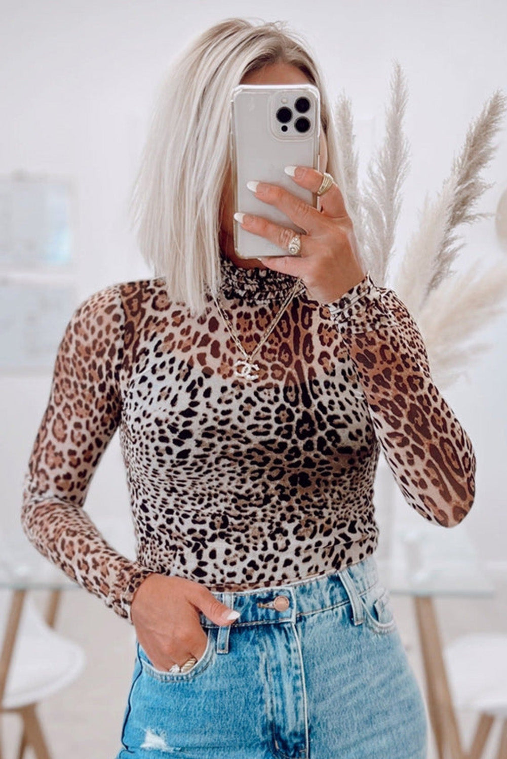 Brown Leopard Smocked Neck Mesh Long Sleeve Bodysuit - Premium Tops/Bodysuits from Ashes 2 Wildflowers Boutique, LLC- Just $26.08! Shop now at Ashes 2 Wildflowers Boutique, LLC