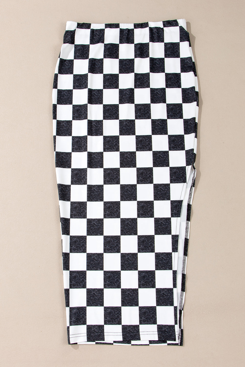 White Checkered Print Side Slit High Waist Midi Skirt - Premium Bottoms/Skirts & Petticoat from Momma Done Gone Crafty- Just $9.60! Shop now at Momma Done Gone Crafty