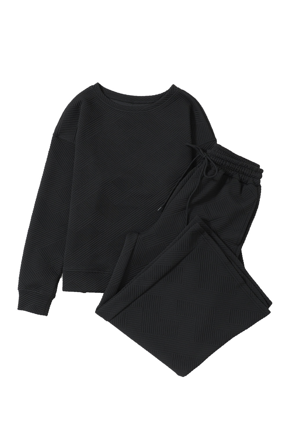 Black Ultra Loose Textured 2pcs Slouchy Outfit - Premium Loungewear from Momma Done Gone Crafty- Just $36.60! Shop now at Momma Done Gone Crafty