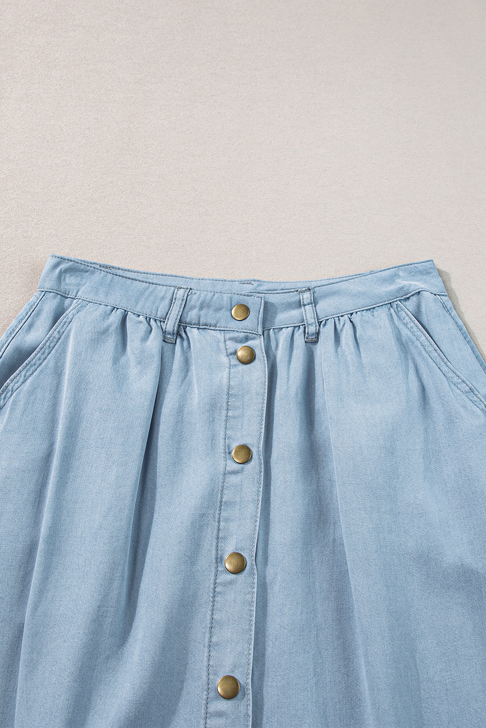 Mist Blue Fully Buttoned Long Denim Skirt - Premium Bottoms/Skirts & Petticoat from Ashes 2 Wildflowers Boutique, LLC- Just $35.37! Shop now at Ashes 2 Wildflowers Boutique, LLC