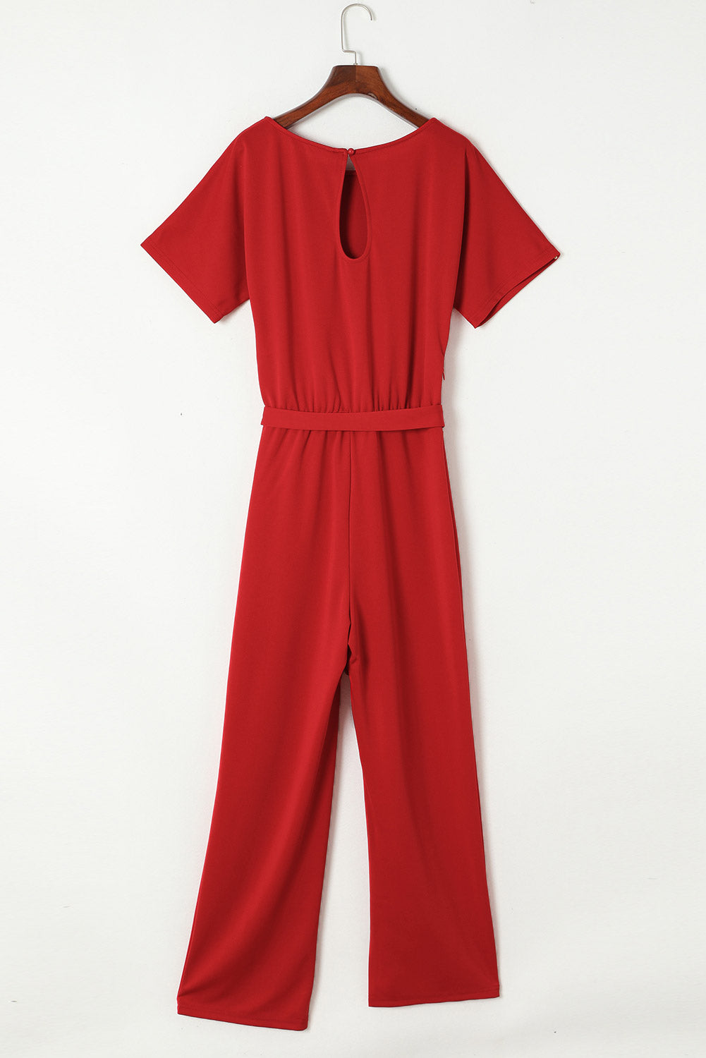 Red Belted Wide Leg Jumpsuit - Premium Bottoms from Momma Done Gone Crafty- Just $40.20! Shop now at Momma Done Gone Crafty