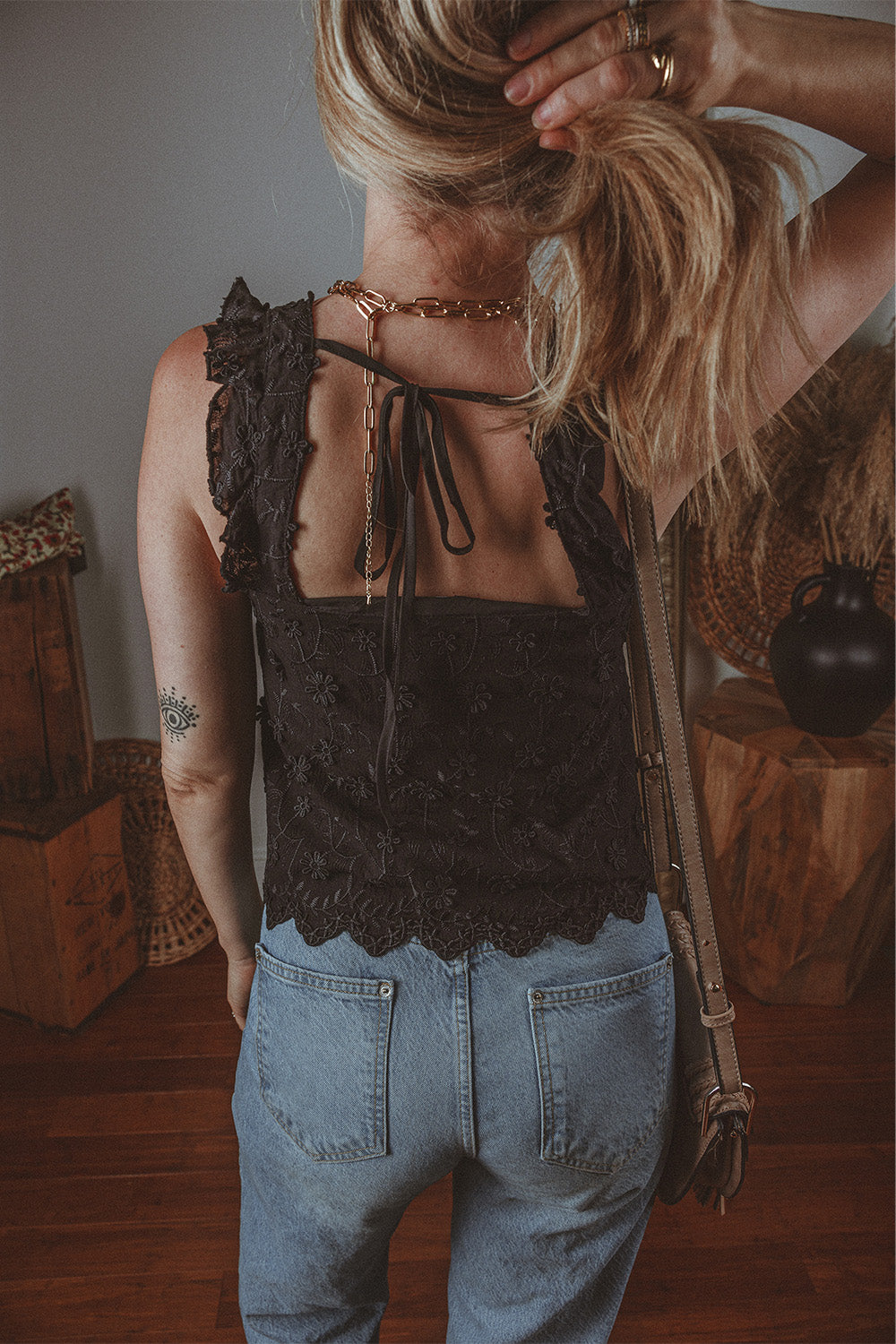 Black Floral Embroidered Buttoned Square Neck Tank Top - Premium Tops/Tank Tops from Ashes 2 Wildflowers Boutique, LLC- Just $21.93! Shop now at Ashes 2 Wildflowers Boutique, LLC