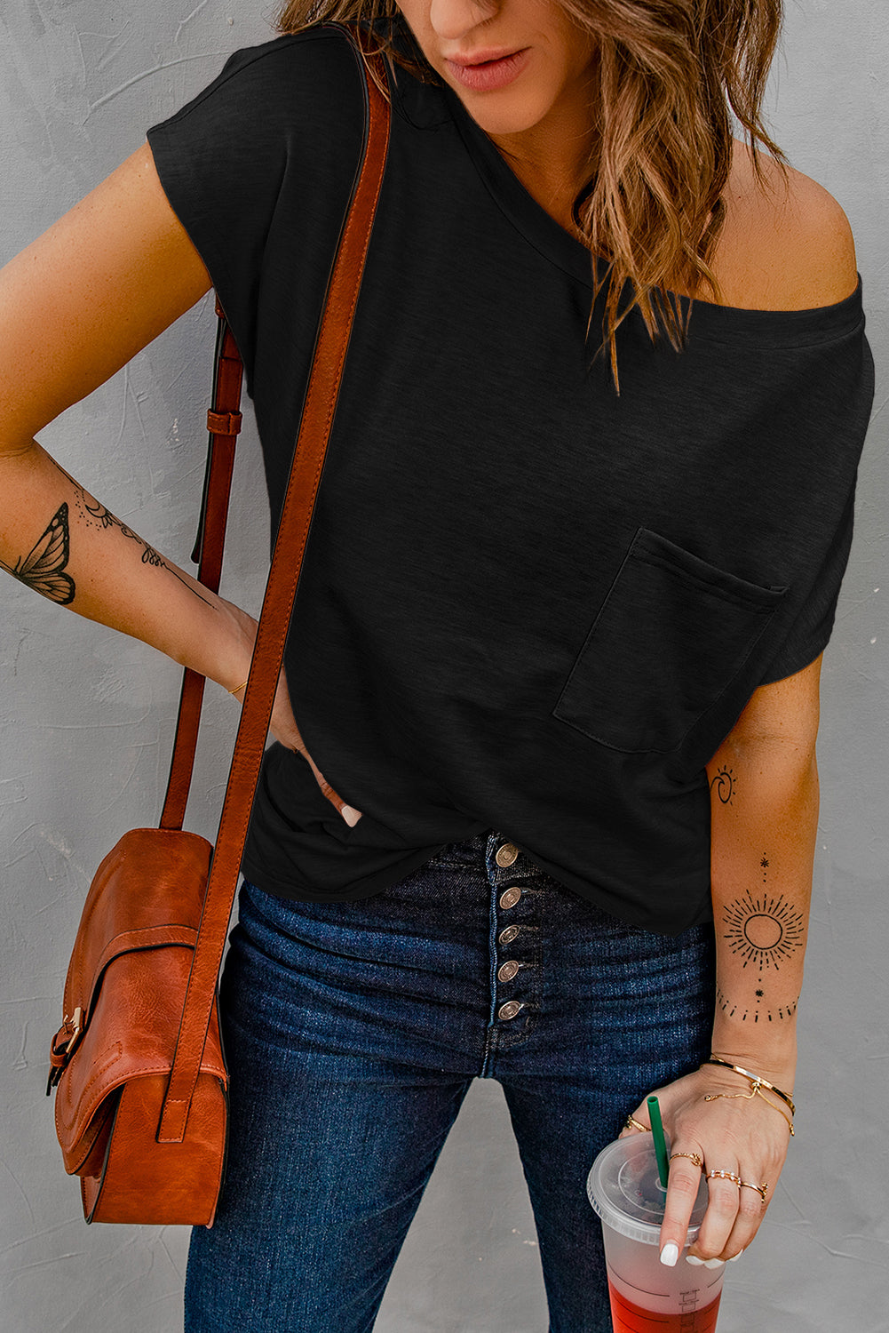 Black Pocketed Tee with Side Slits - Premium Tops from Momma Done Gone Crafty- Just $61.20! Shop now at Momma Done Gone Crafty
