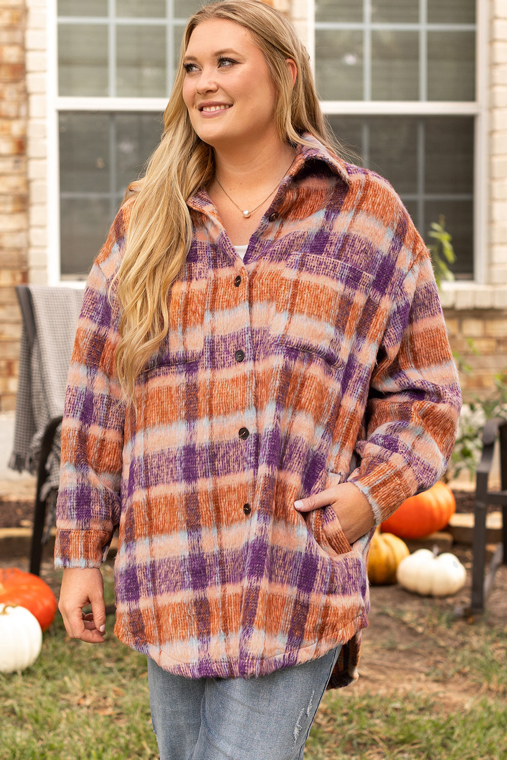 Multicolour Plus Size Plaid Print Collared Button up Jacket - Premium Sale (50% OFF)/20% OFF from Ashes 2 Wildflowers Boutique, LLC- Just $44.68! Shop now at Ashes 2 Wildflowers Boutique, LLC
