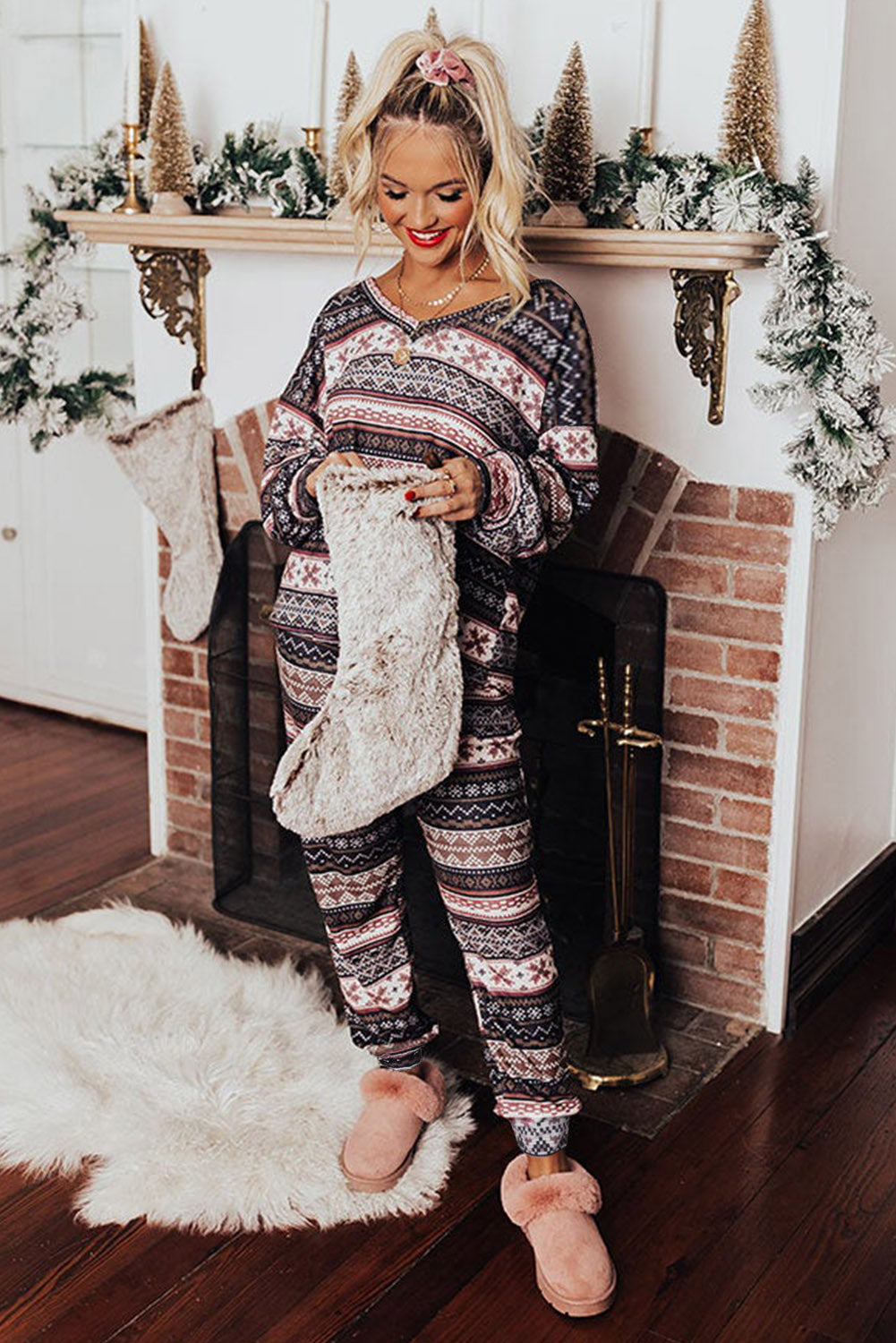 Black Christmas Snowflake Print Long Sleeve and Joggers Lounge Set - Premium Loungewear from Momma Done Gone Crafty- Just $17.97! Shop now at Momma Done Gone Crafty