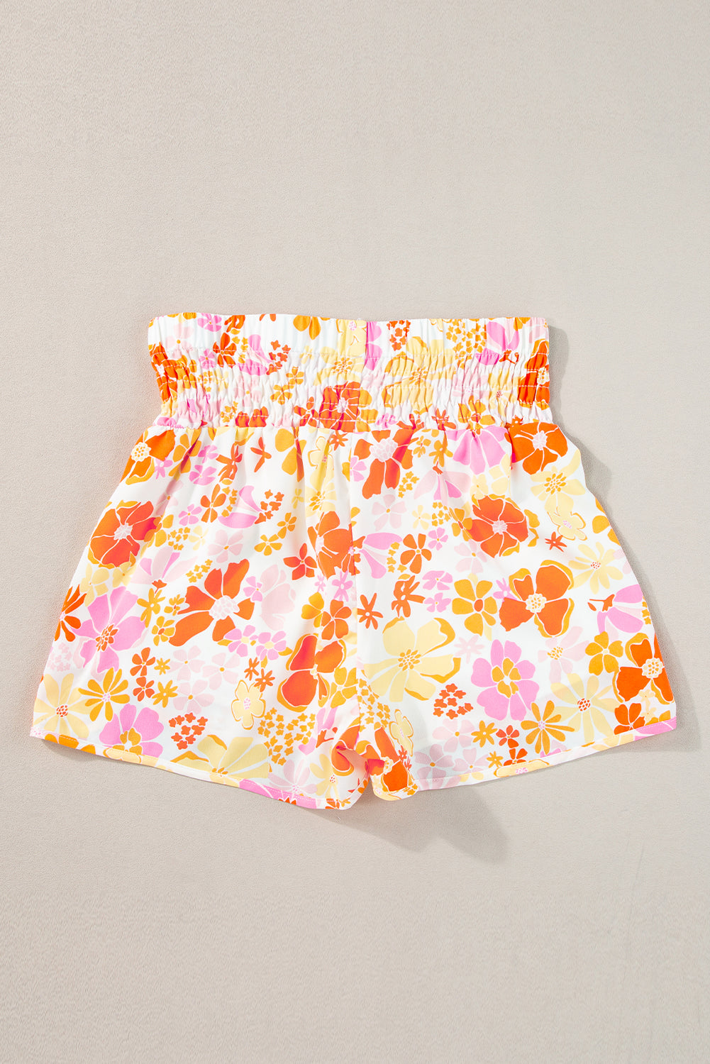 Orange Boho Floral Shirred High Waist Casual Shorts - Premium Bottoms/Casual Shorts from Ashes 2 Wildflowers Boutique, LLC- Just $16.59! Shop now at Ashes 2 Wildflowers Boutique, LLC