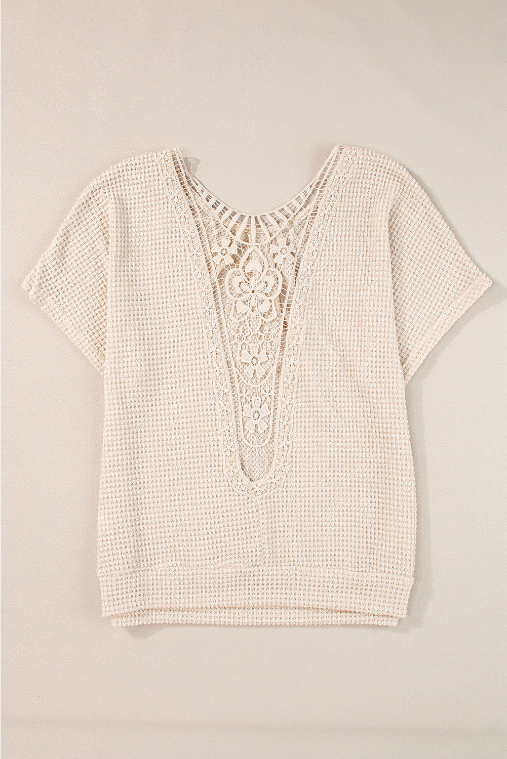 Oatmeal Guipure Lace Patch Textured T-shirt - Premium Tops/Tops & Tees from Momma Done Gone Crafty- Just $36.99! Shop now at Momma Done Gone Crafty