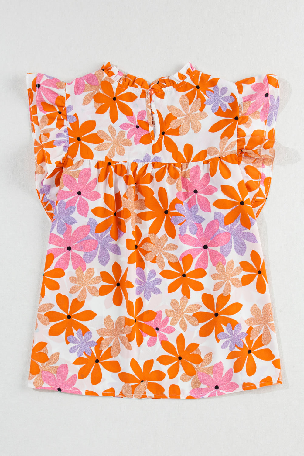 Orange Ruffled Sleeve Smocked Floral Top - Premium Tops/Blouses & Shirts from Ashes 2 Wildflowers Boutique, LLC- Just $30.14! Shop now at Ashes 2 Wildflowers Boutique, LLC