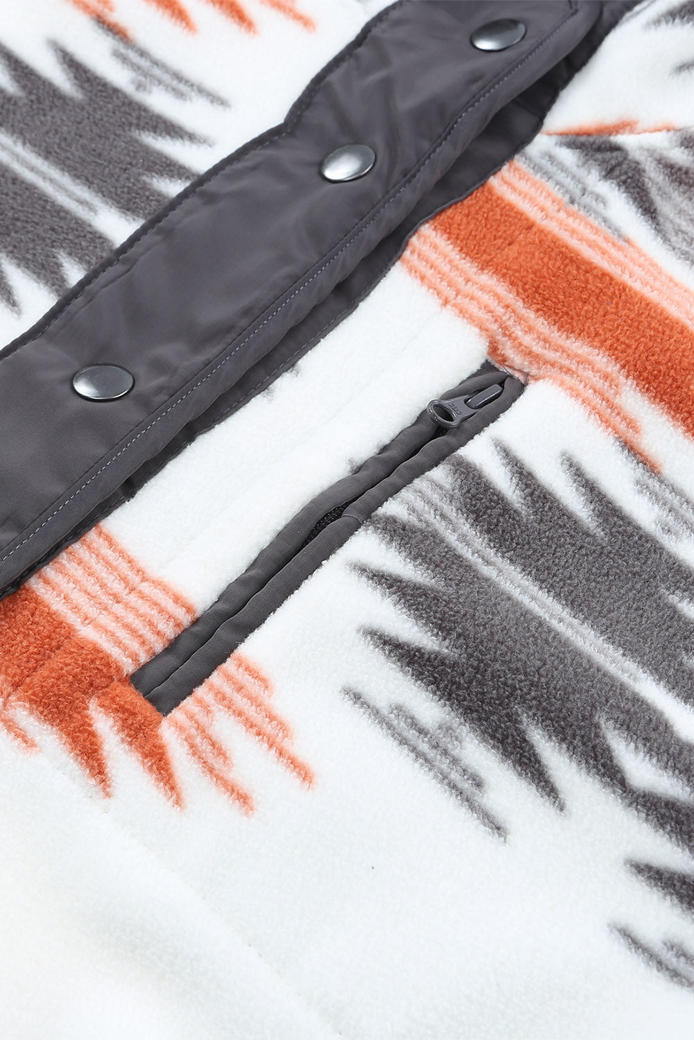 Gray Western Aztec Snap Buttoned Fleece Jacket - Premium Outerwear from Momma Done Gone Crafty- Just $47.70! Shop now at Momma Done Gone Crafty