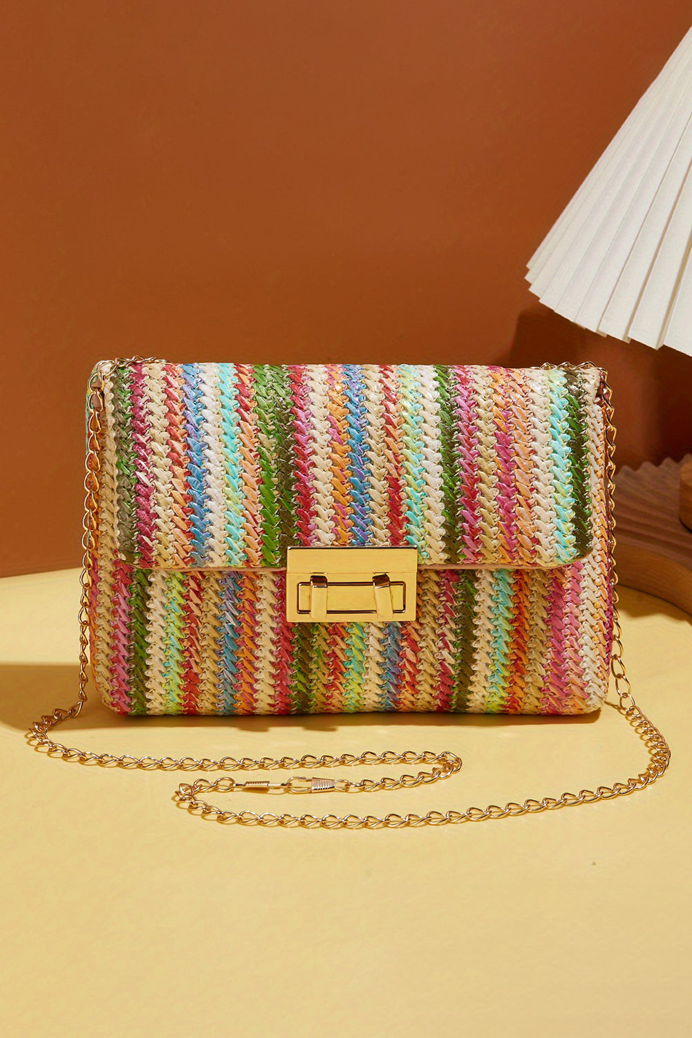 Strawberry Pink Bohemian Woven Gold Chain Shoulder Bag - Premium Shoes & Bags/Shoulder Bags from Ashes 2 Wildflowers Boutique, LLC- Just $14.94! Shop now at Ashes 2 Wildflowers Boutique, LLC