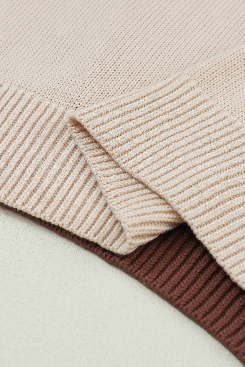 Coffee Colorblock Bishop Sleeve Ribbed Trim Sweater - Premium Tops from Momma Done Gone Crafty- Just $41.55! Shop now at Momma Done Gone Crafty