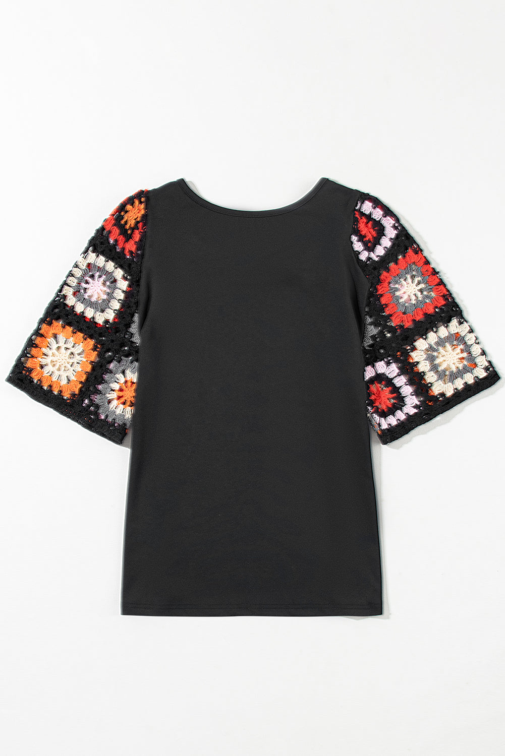 Black Floral Crochet Short Sleeve Top - Premium Tops/Tops & Tees from Momma Done Gone Crafty- Just $17.70! Shop now at Momma Done Gone Crafty