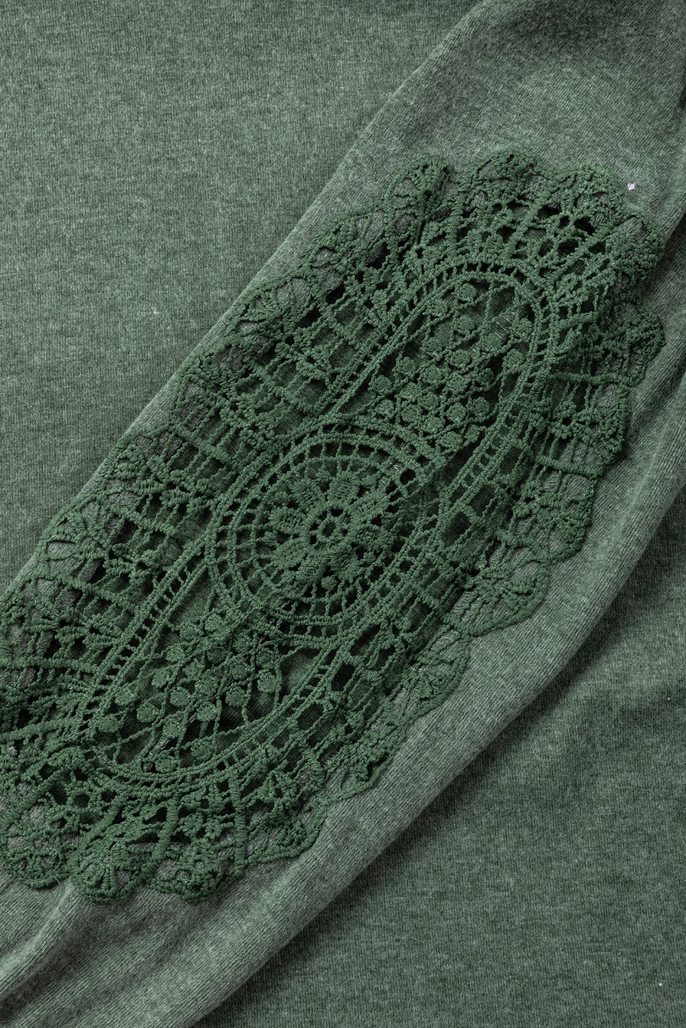 Green Crochet Lace Patch Raglan Sleeve Top - Premium Tops from Momma Done Gone Crafty- Just $34.99! Shop now at Momma Done Gone Crafty