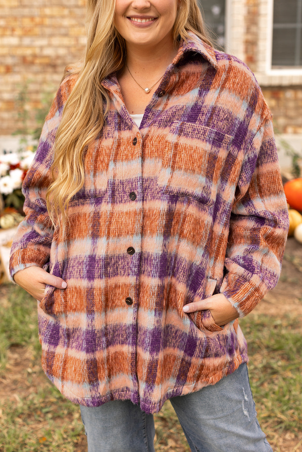 Multicolour Plus Size Plaid Print Collared Button up Jacket - Premium Sale (50% OFF)/20% OFF from Ashes 2 Wildflowers Boutique, LLC- Just $44.68! Shop now at Ashes 2 Wildflowers Boutique, LLC