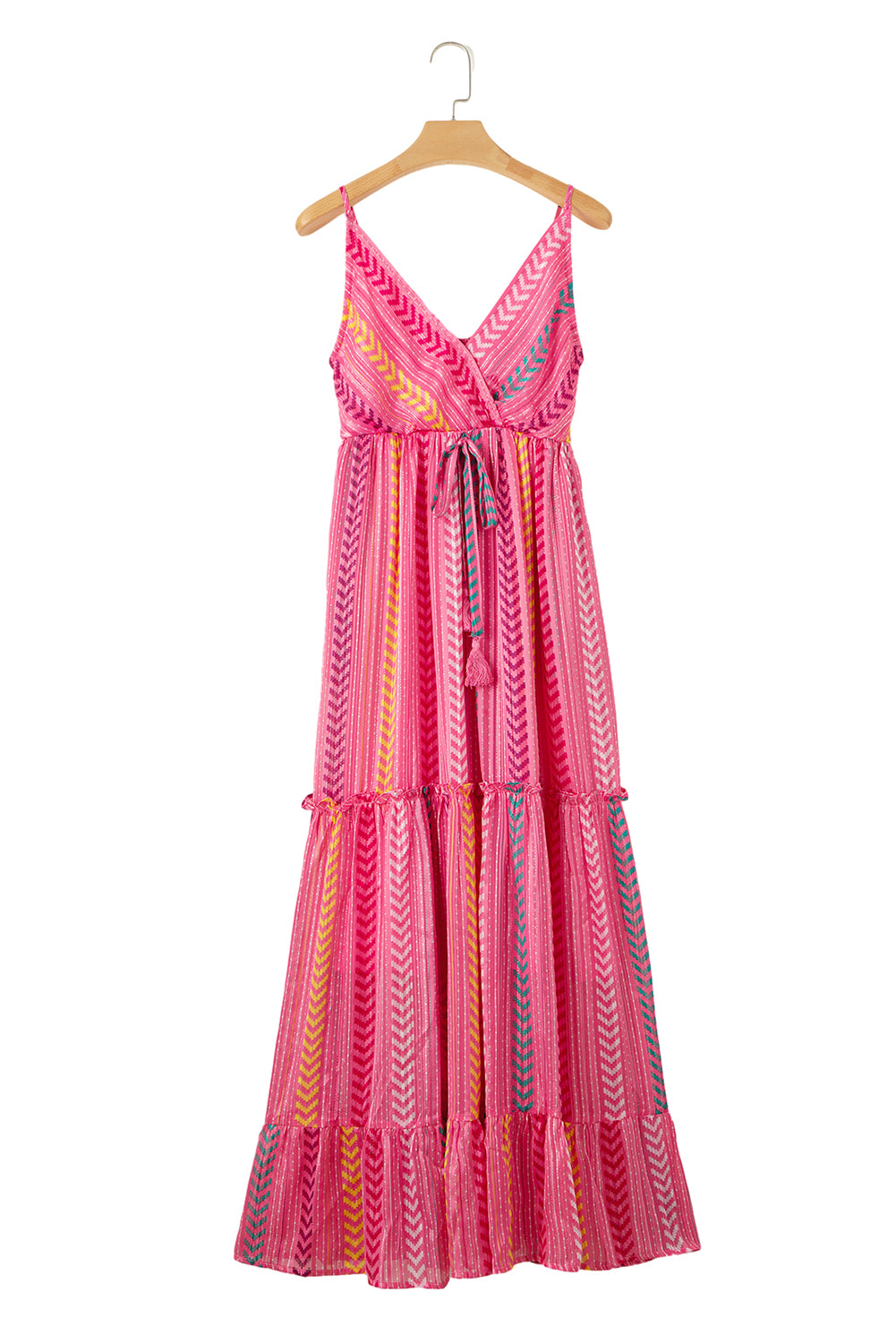 Pink Western Printed Tassel Tie V Neck Wrap Maxi Dress - Premium Dresses/Maxi Dresses from Ashes 2 Wildflowers Boutique, LLC- Just $43.92! Shop now at Ashes 2 Wildflowers Boutique, LLC
