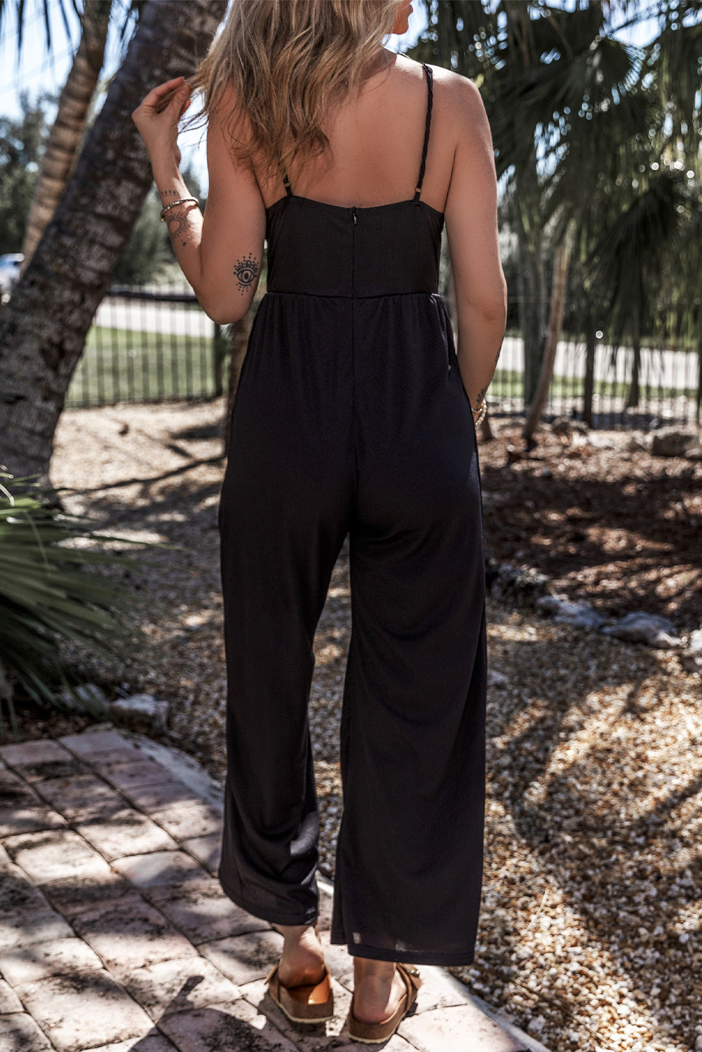 Black Wide Leg High Waist Sexy V Neck Cami Jumpsuit - Premium Bottoms/Jumpsuits & Rompers from Momma Done Gone Crafty- Just $22.80! Shop now at Momma Done Gone Crafty
