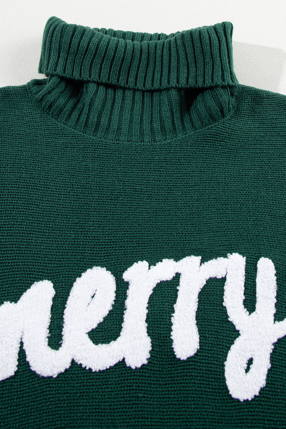 Blackish Green Merry Letter Embroidered High Neck Sweater - Premium Tops from Momma Done Gone Crafty- Just $43.99! Shop now at Momma Done Gone Crafty