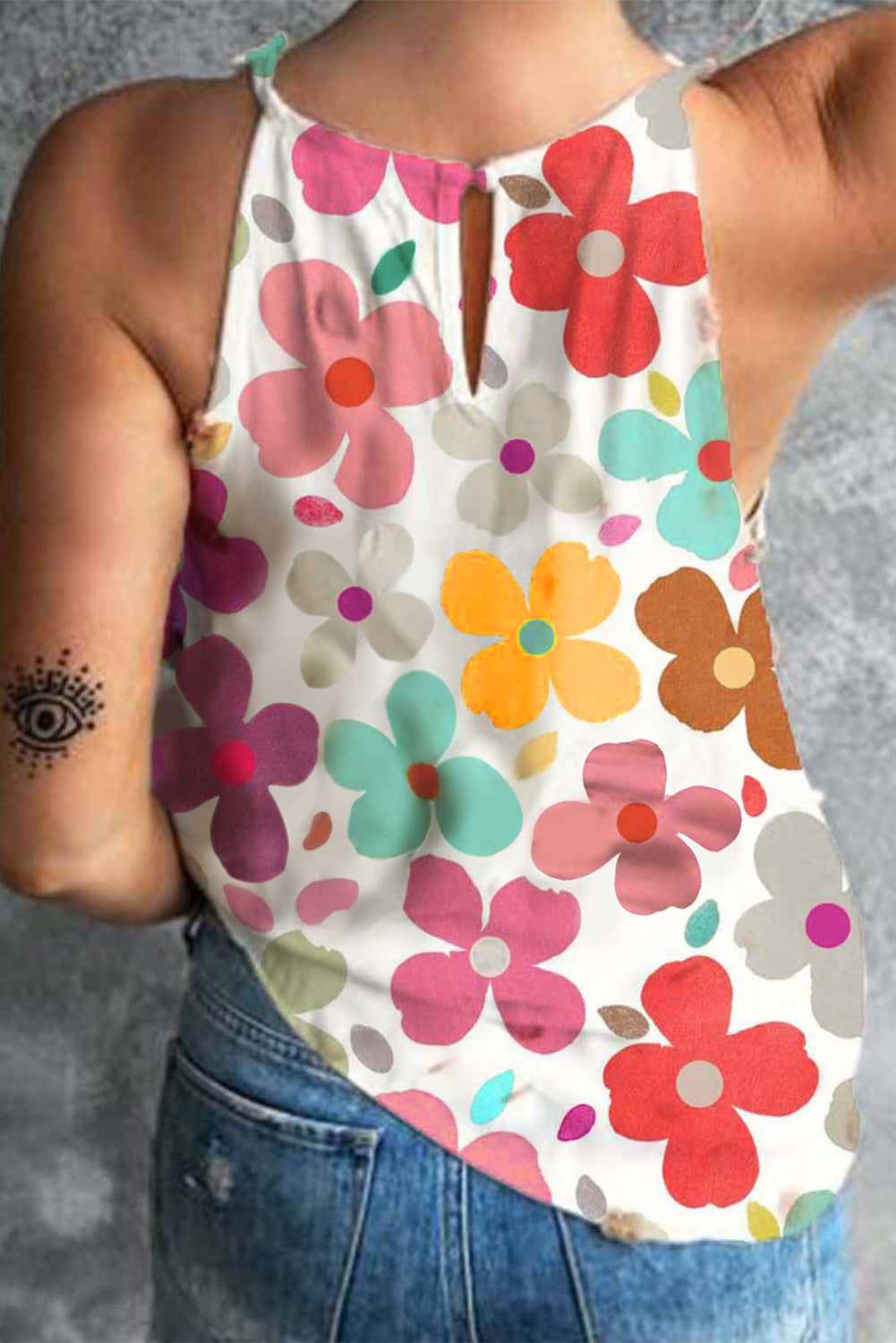 White Cute Floral Print Vest - Premium Tops/Tank Tops from Ashes 2 Wildflowers Boutique, LLC- Just $24.70! Shop now at Ashes 2 Wildflowers Boutique, LLC