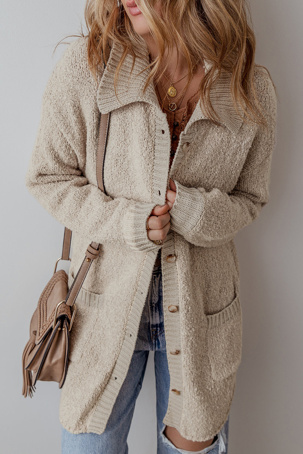 Jet Stream Collared Drop Shoulder Button Up Cardigan with Pocket - Premium Sweaters & Cardigans/Cardigans from Momma Done Gone Crafty- Just $42.90! Shop now at Momma Done Gone Crafty