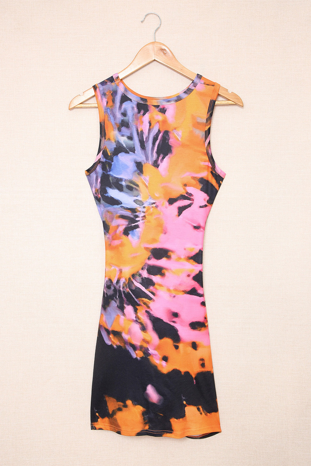 Multicolor Tie-dye Print Hollow Out Twist Bodycon Mini Dress - Premium Dresses/Mini Dresses from Momma Done Gone Crafty- Just $19.20! Shop now at Momma Done Gone Crafty