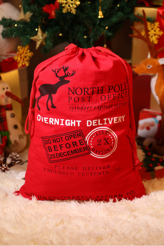 Fiery Red Christmas Drawstring Large Gift Bag - Premium Accessories from Momma Done Gone Crafty- Just $13.68! Shop now at Momma Done Gone Crafty