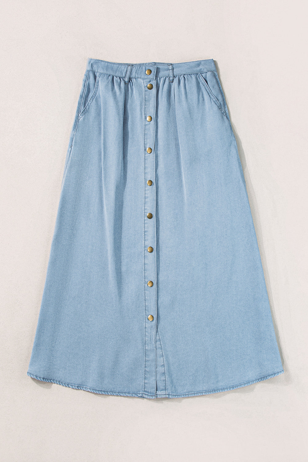 Mist Blue Fully Buttoned Long Denim Skirt - Premium Bottoms/Skirts & Petticoat from Ashes 2 Wildflowers Boutique, LLC- Just $35.37! Shop now at Ashes 2 Wildflowers Boutique, LLC