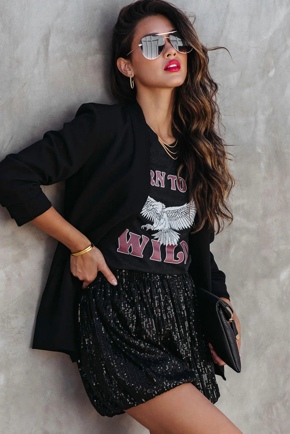Black Sequin Straight Leg High Waist Casual Shorts - Premium Bottoms from Momma Done Gone Crafty- Just $49.20! Shop now at Momma Done Gone Crafty