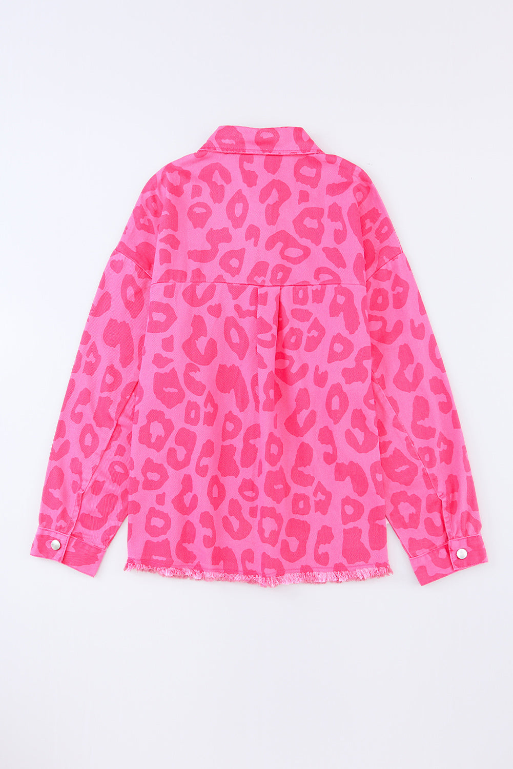 Pink Leopard Print Button Cuffs Raw Hem Jacket - Premium Outerwear from Momma Done Gone Crafty- Just $55.80! Shop now at Momma Done Gone Crafty