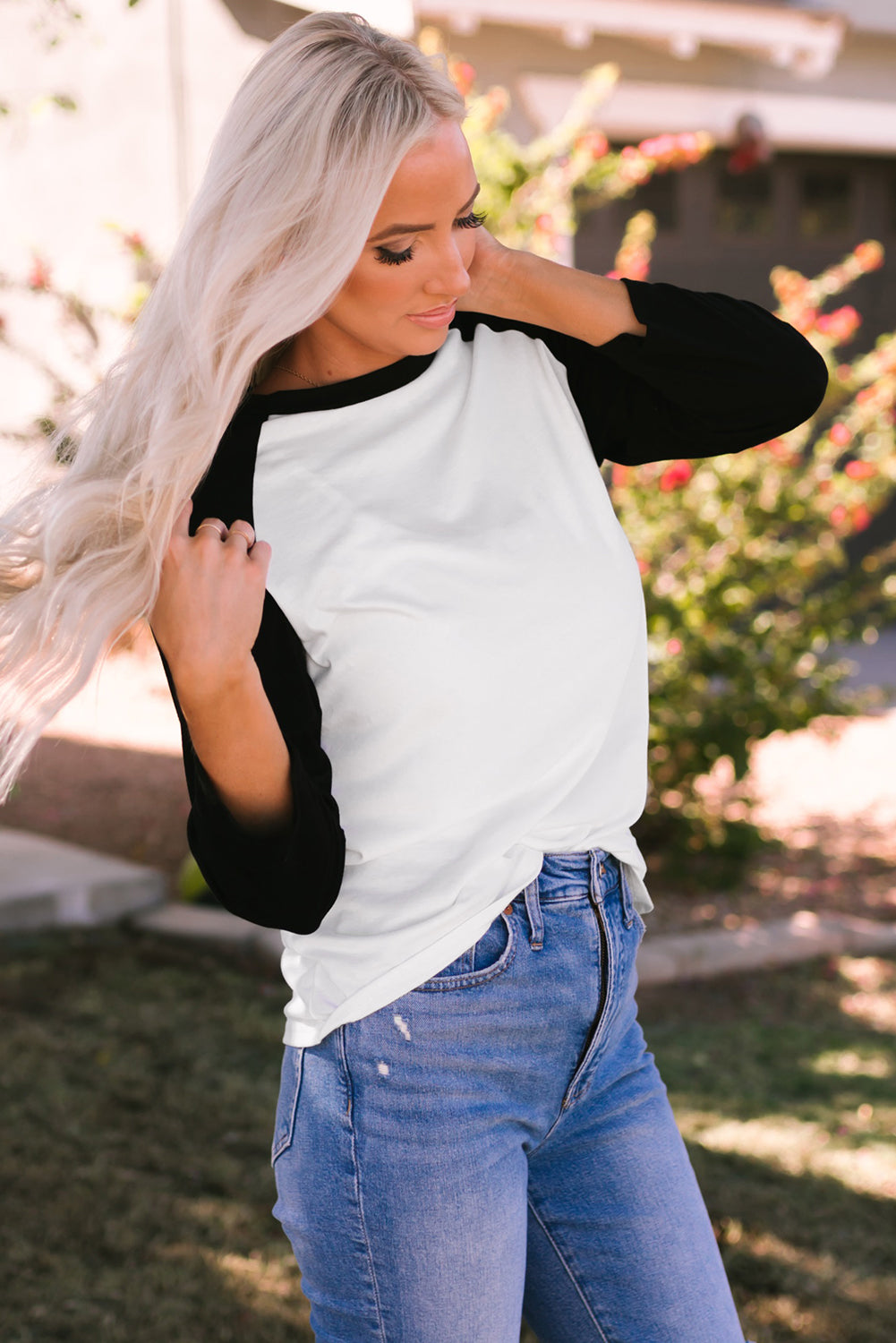 Black Color Block Raglan Sleeve Pullover Top - Premium Tops from Momma Done Gone Crafty- Just $44.10! Shop now at Momma Done Gone Crafty